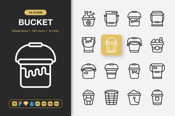 Bucket Icons: A Complete Minimalist Icon Set