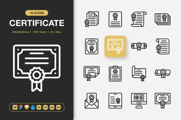 Certificate Icons: Minimalist Design for Modern Projects