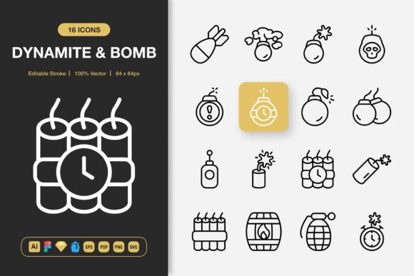 Dynamite and Bomb Icons: A Minimalist Powerhouse for Modern Projects