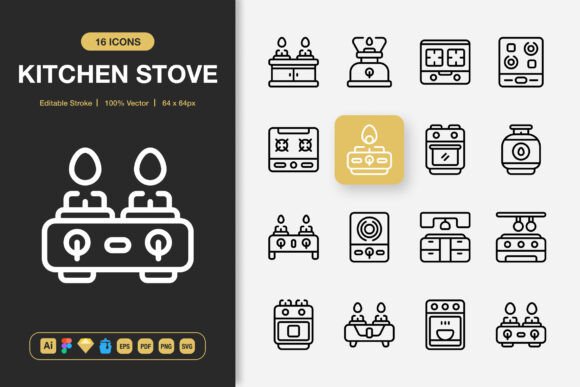 Kitchen Stove Icons: A Set Designed for Professional Results