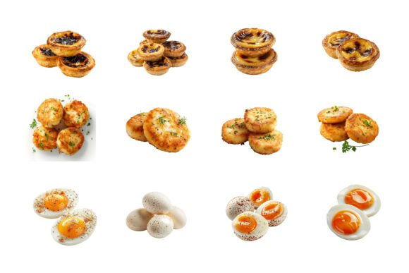 The Art of Visual Storytelling: A Set of Danish Pastry and Boiled Egg Vector Illustration